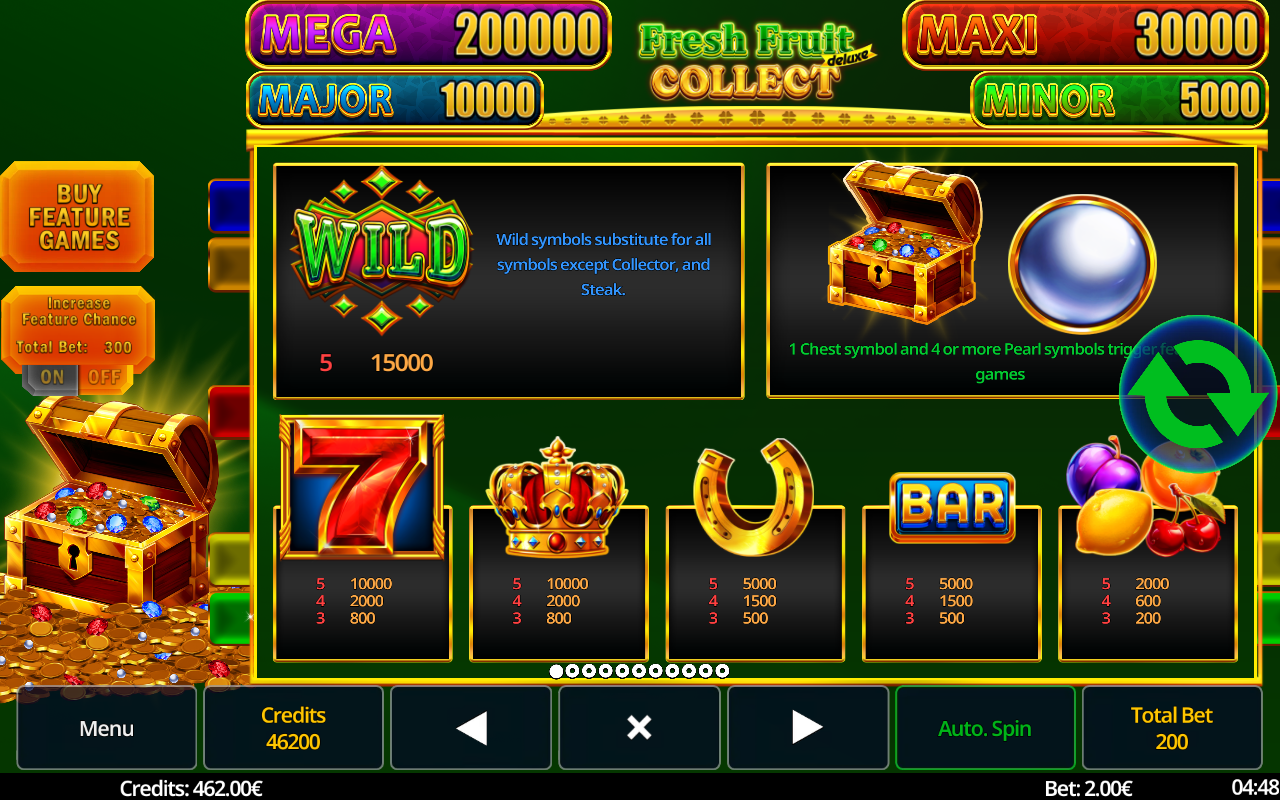 Fresh Fruit Deluxe Collect information screen