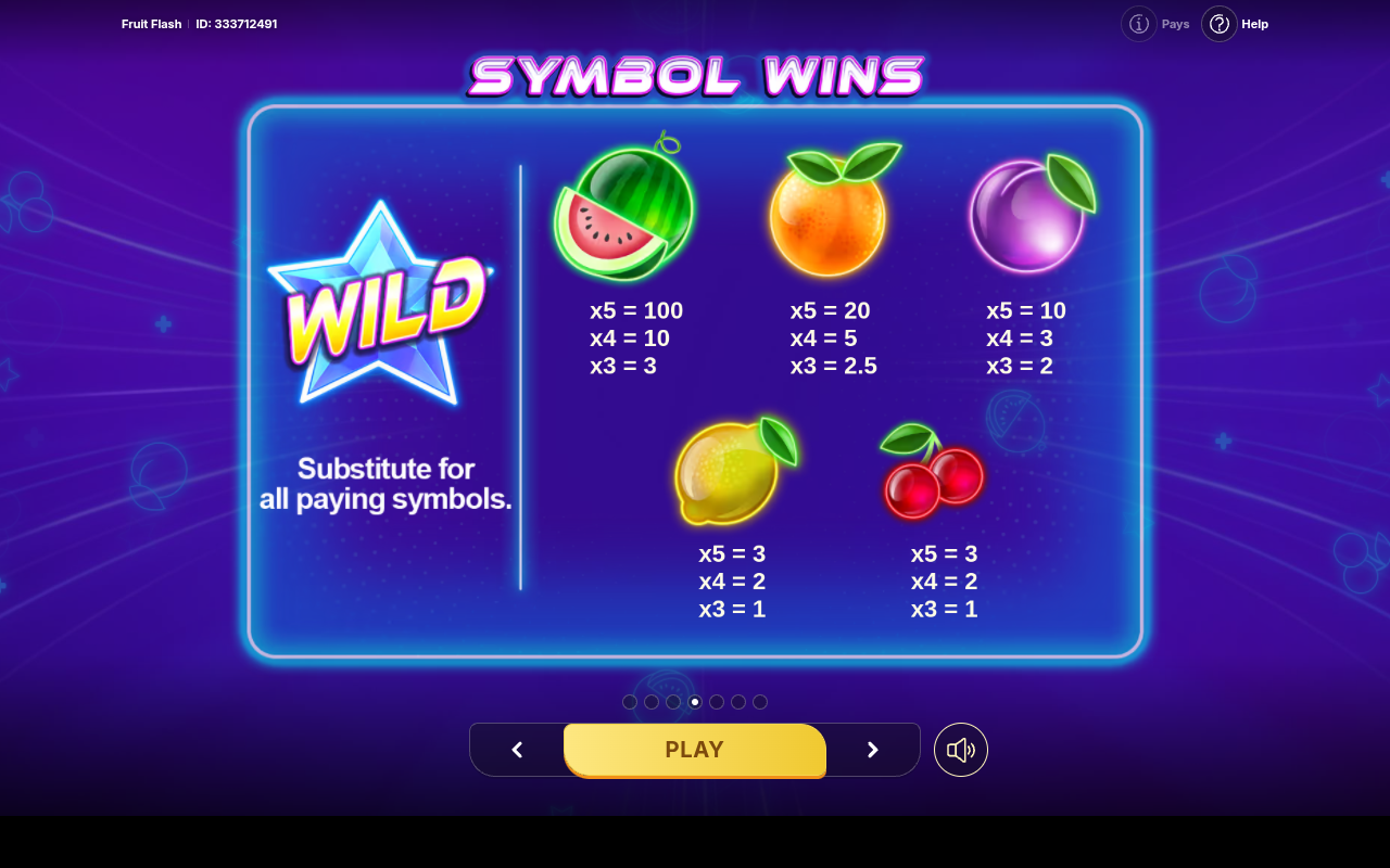 Fruit Flash information screen