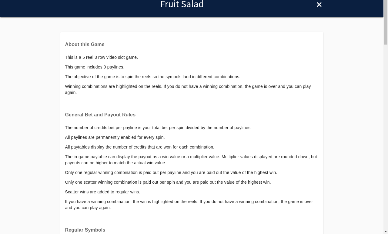Fruit Salad 9-Line information screen
