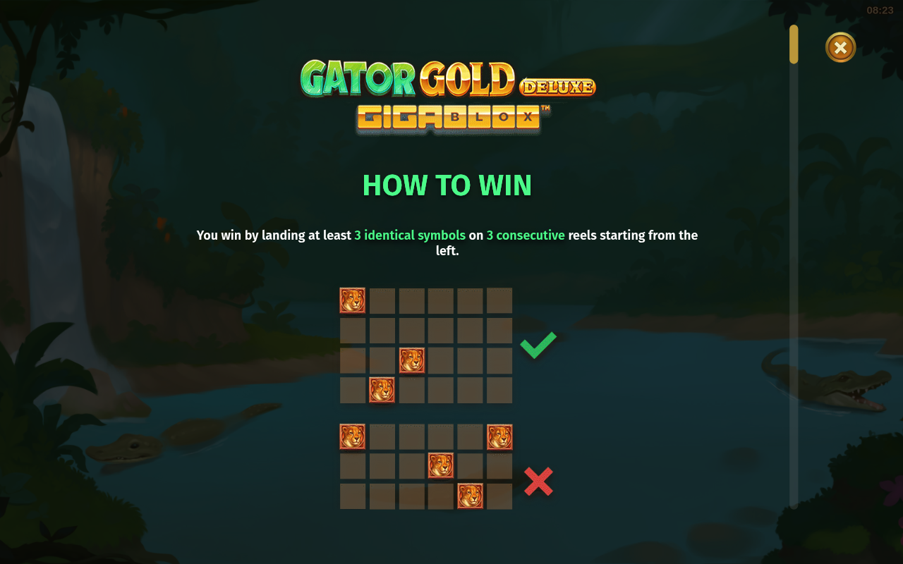 Gator Gold Deluxe GigaBlox information screen