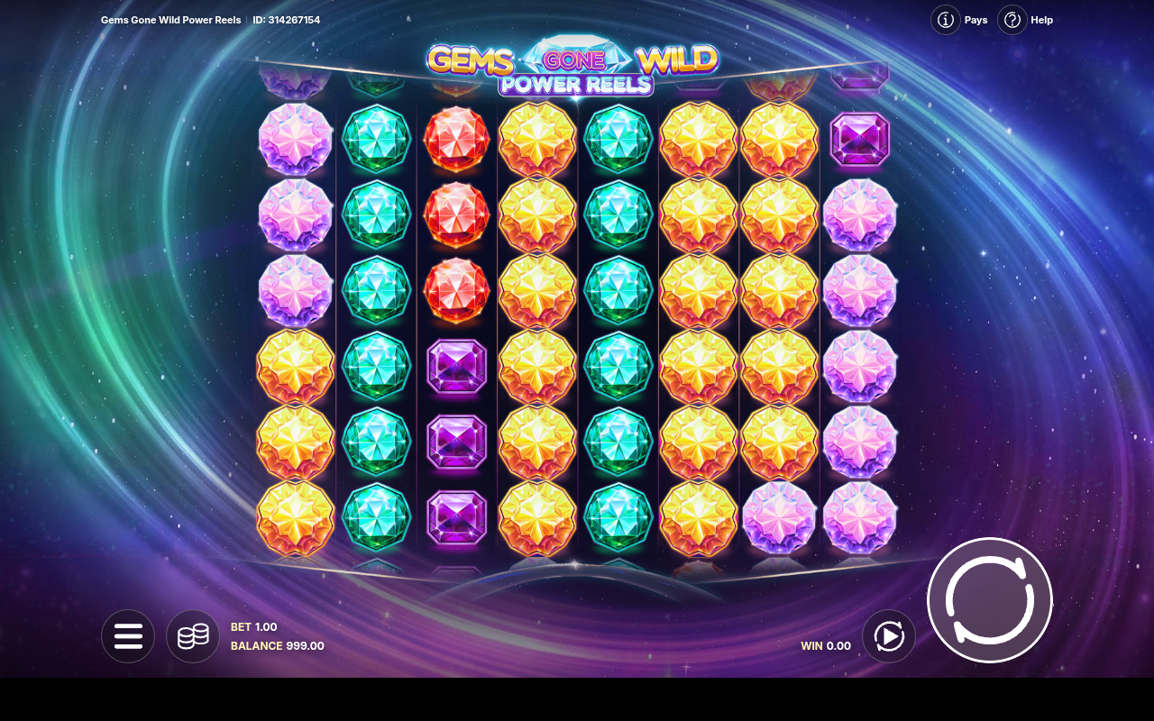 Gems Gone Wild Power Reels locked wilds in play