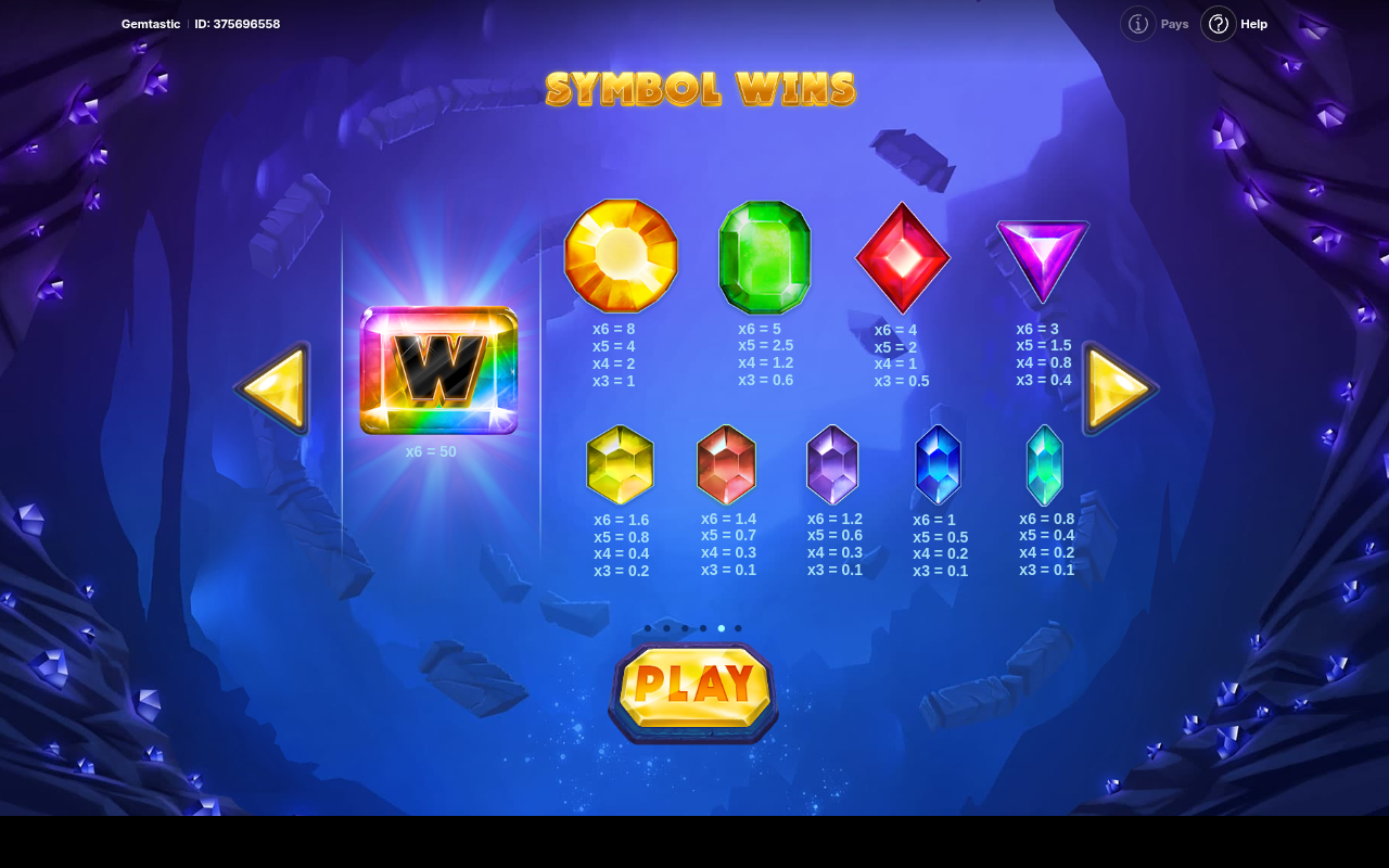 Gemtastic information screen