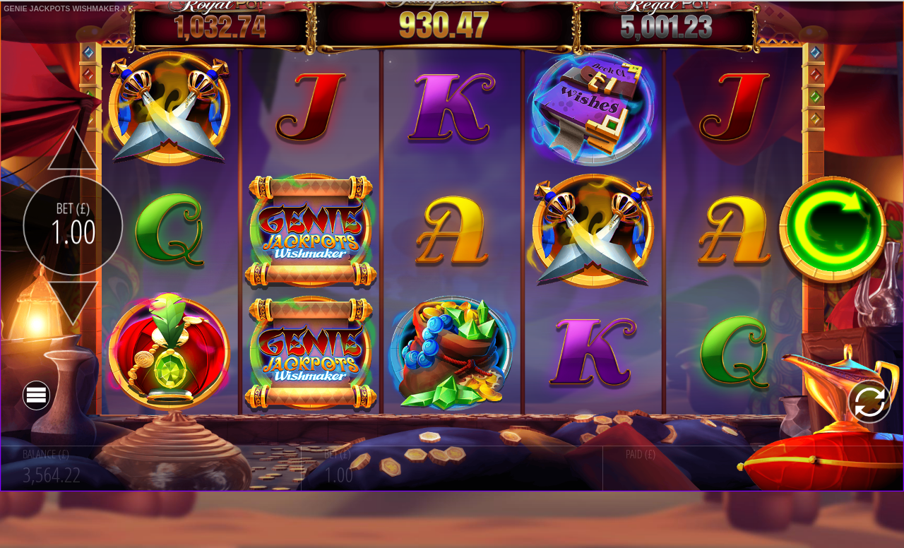 Genie Jackpots Wishmaker Jackpot King base game