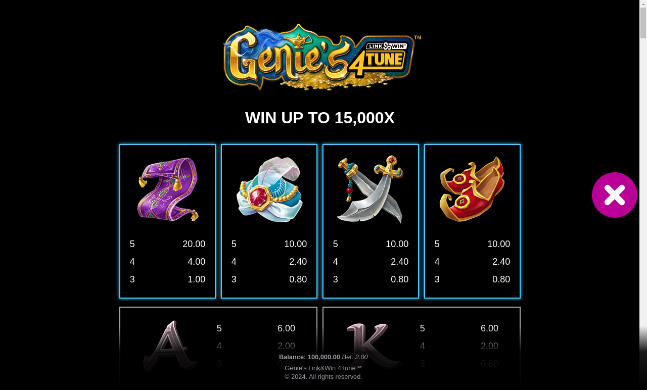 Genie's Link&Win 4Tune information screen