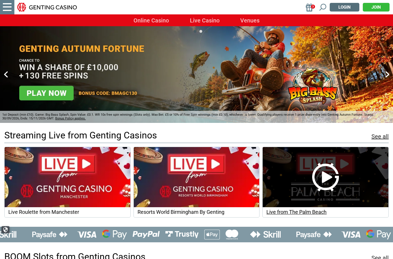 Genting Casino homepage screenshot