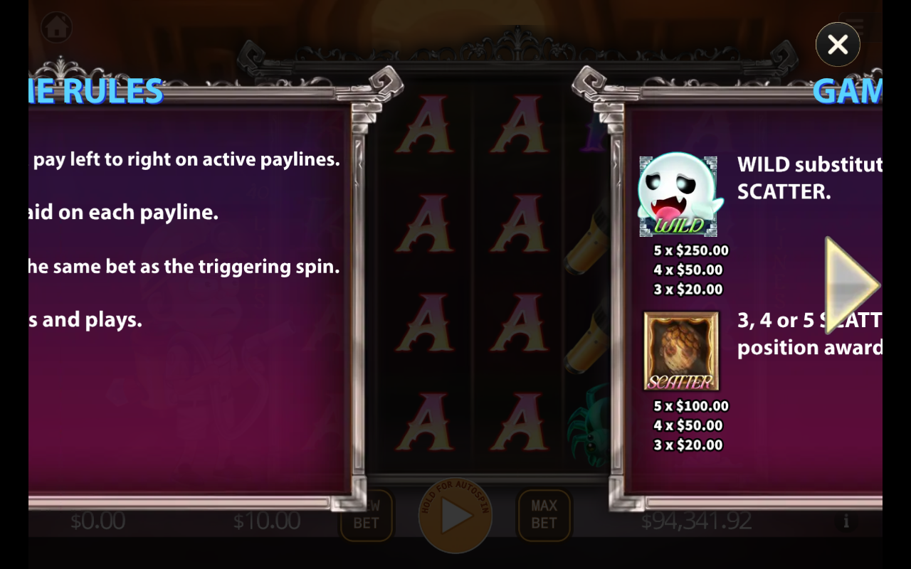 Ghost Hunter information screen