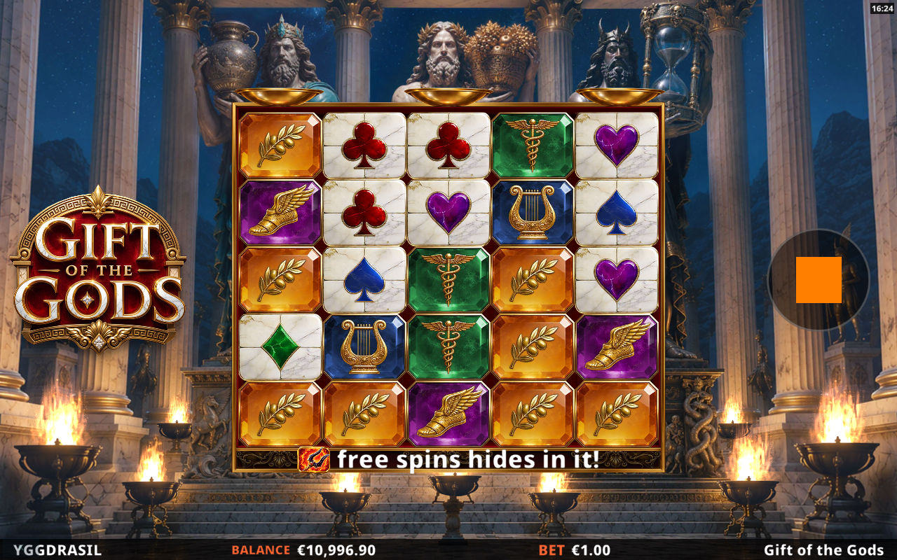 Gift of the Gods gameplay with cascading symbols