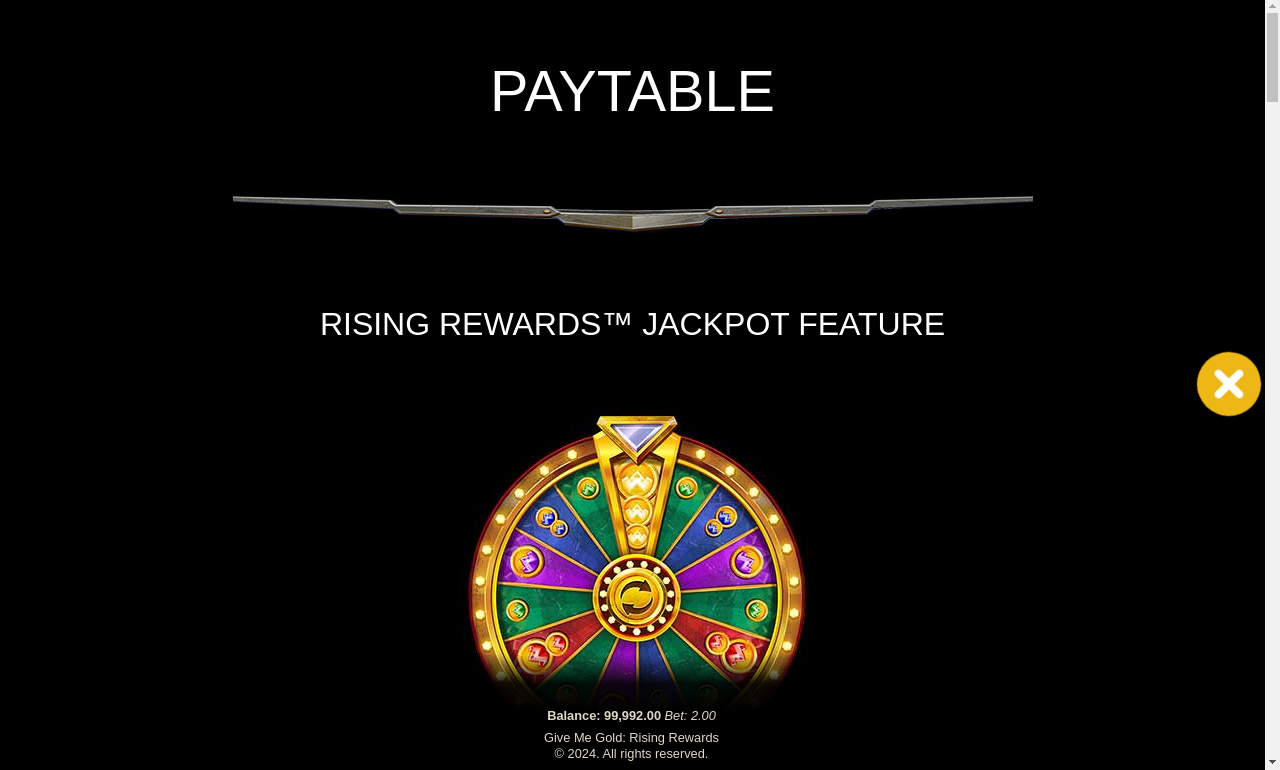 Give Me Gold: Rising Rewards jackpot feature rules