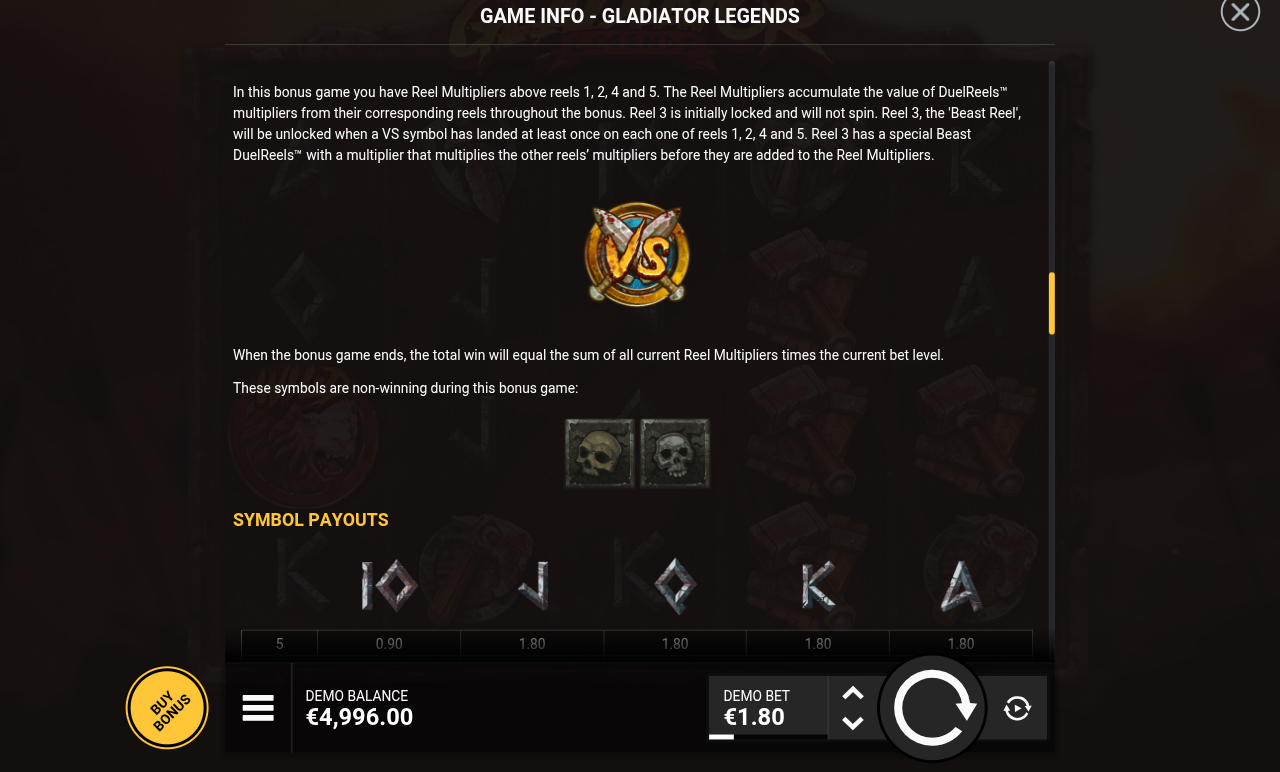 Gladiator Legends Unleash the Beast rules