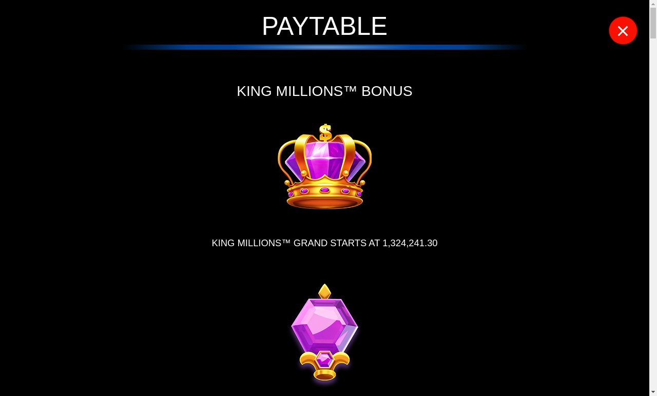 Gold Blitz King Millions information screen