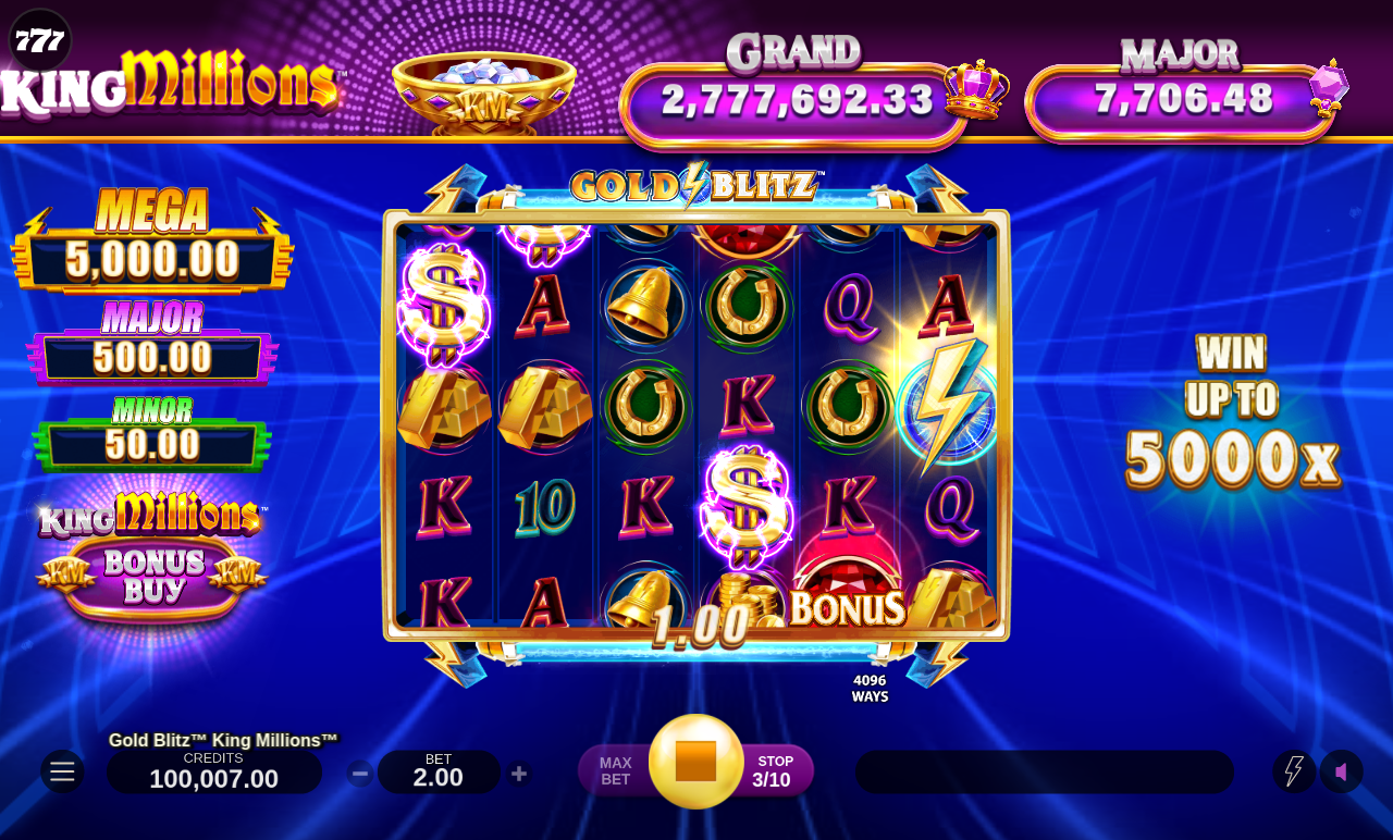 Gold Blitz King Millions base game