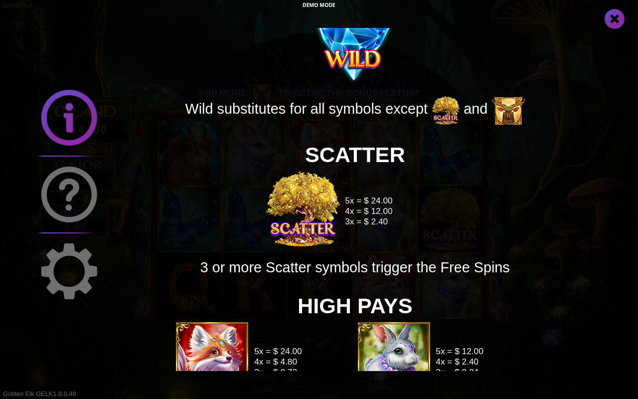Golden Elk information screen