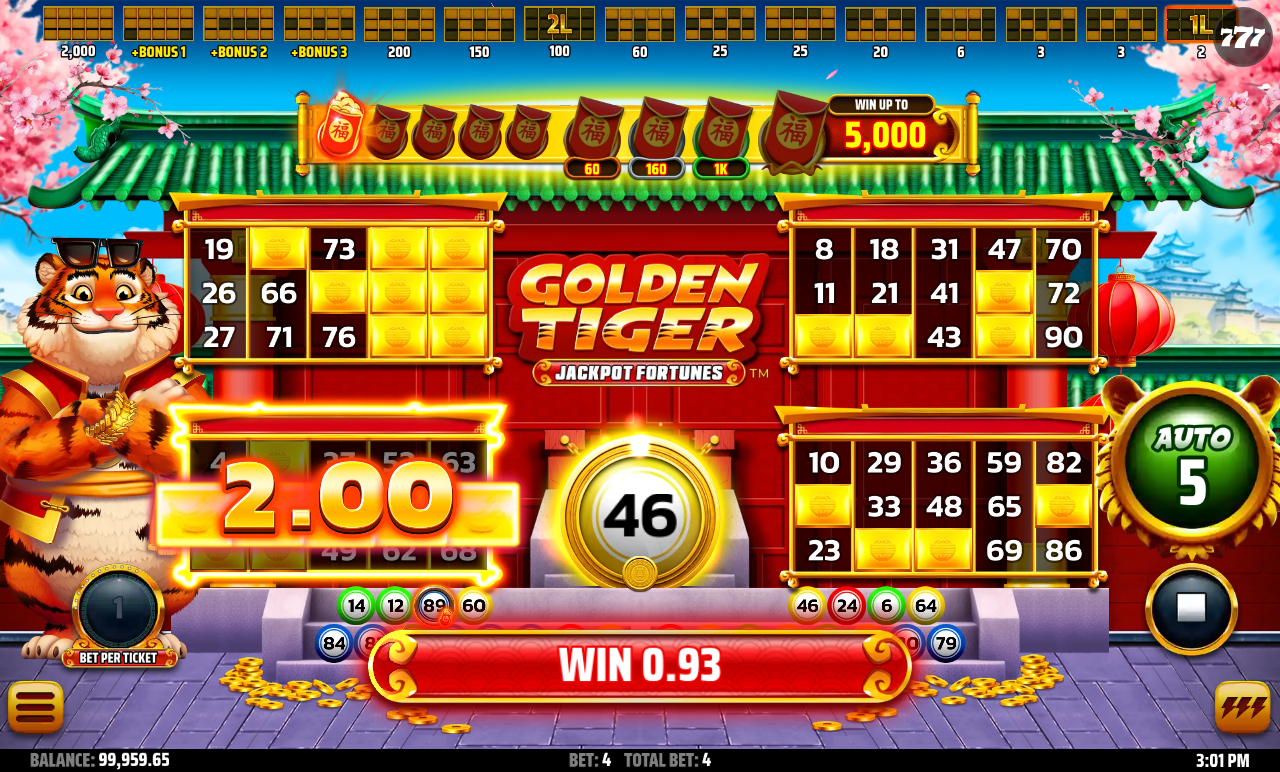 Golden Tiger: Jackpot Fortunes base game