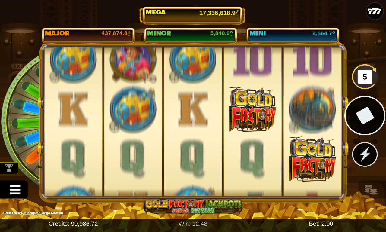 Gold Factory Jackpots Mega Moolah gameplay