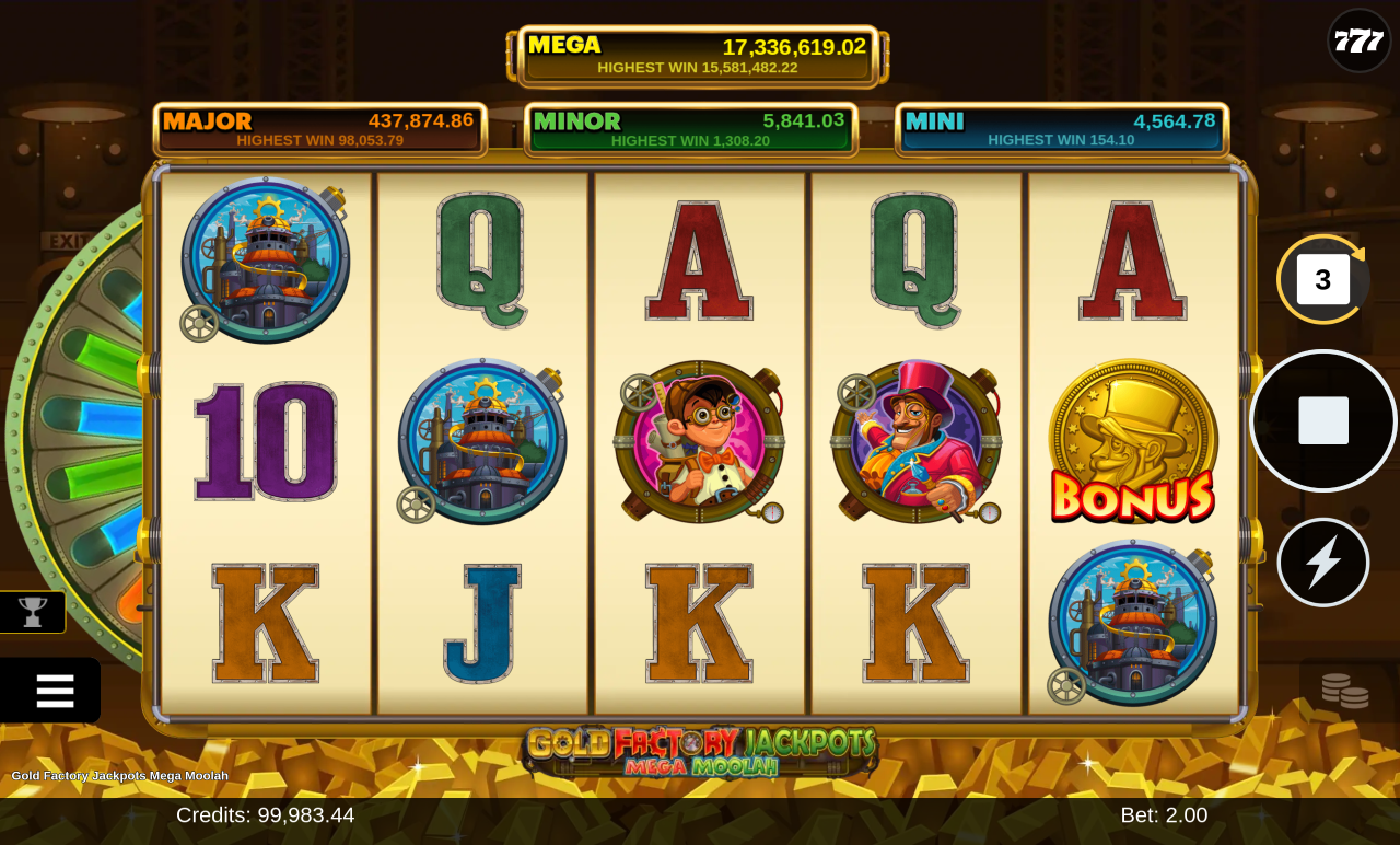 Gold Factory Jackpots Mega Moolah gameplay