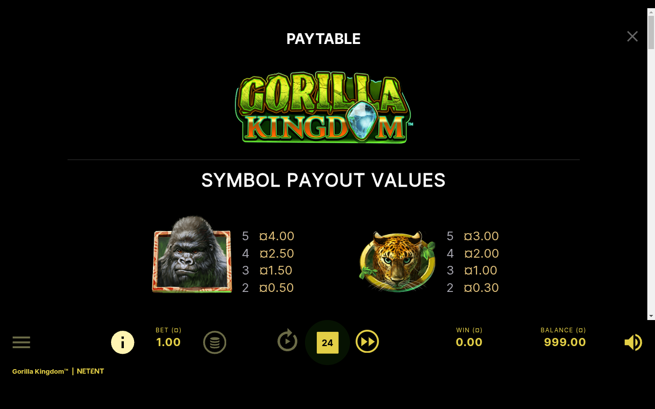 Gorilla Kingdom information screen