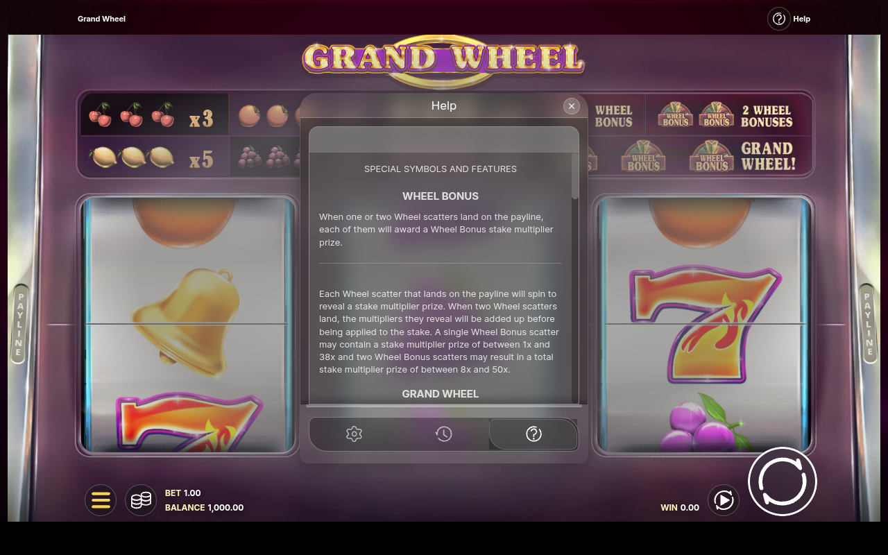 Grand Wheel information screen
