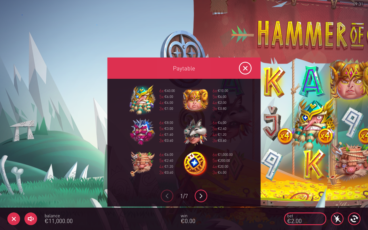 Hammer of Gods information screen