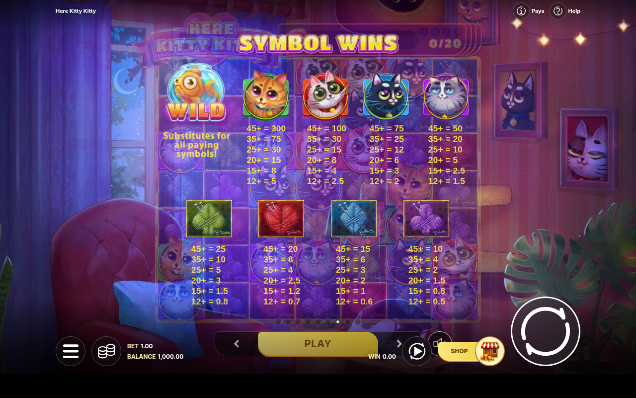 Here Kitty Kitty information screen