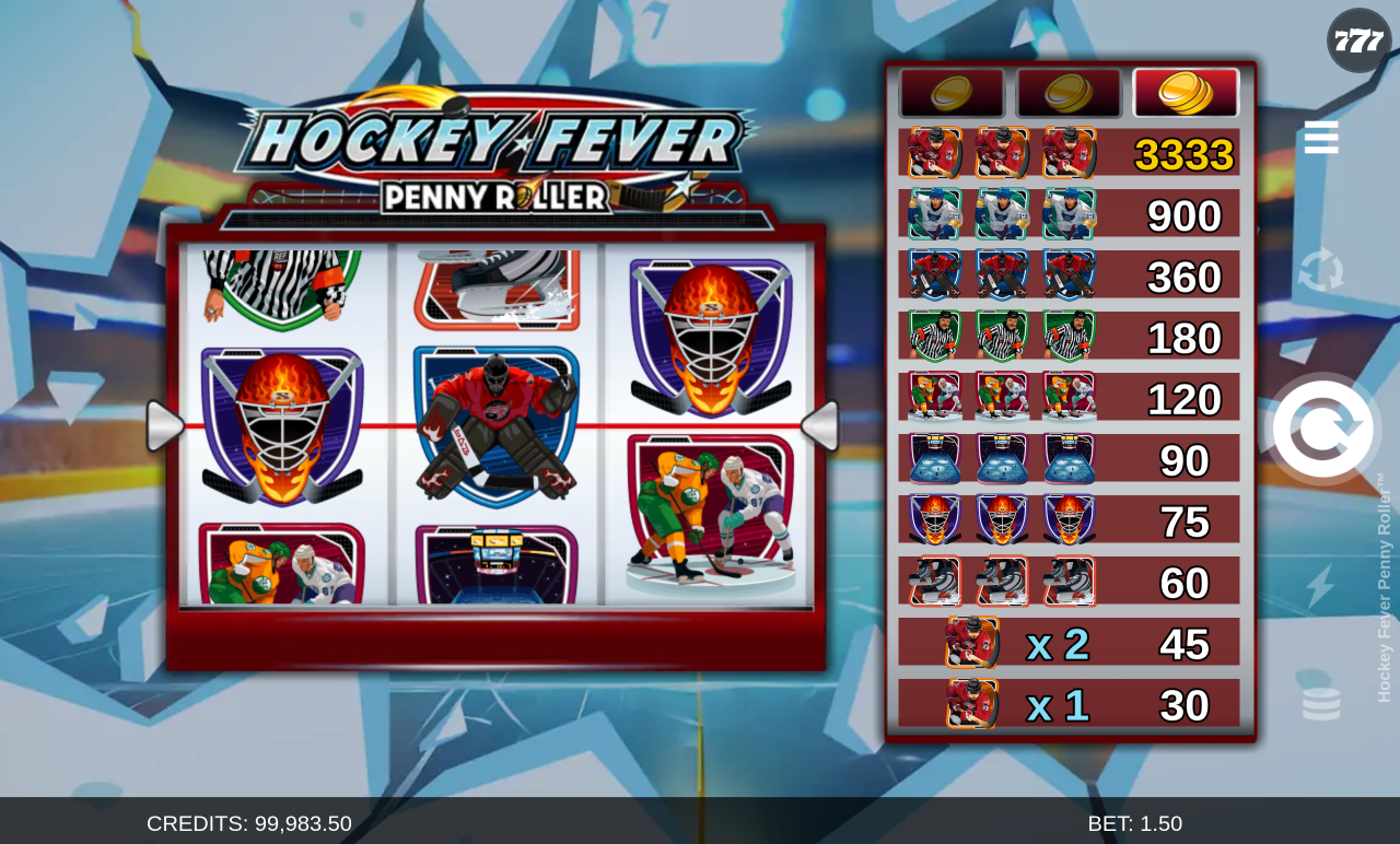 Hockey Fever Penny Roller reels mid-spin