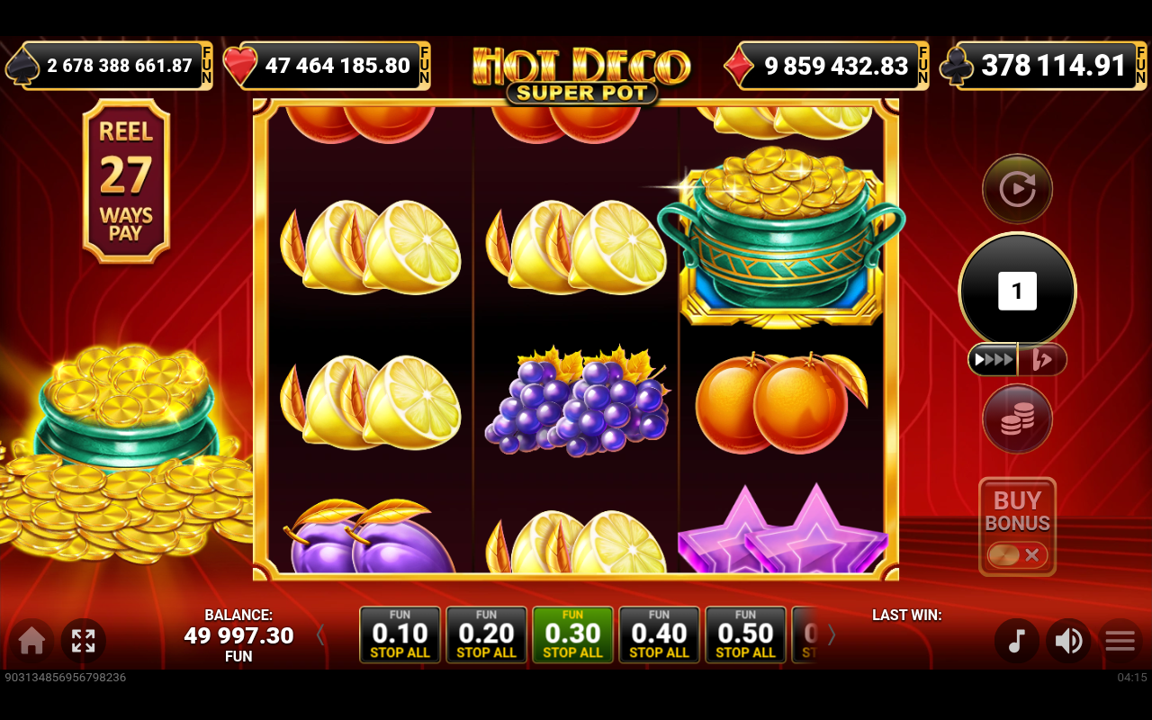 Hot Deco Super Pot gameplay showing pot symbol