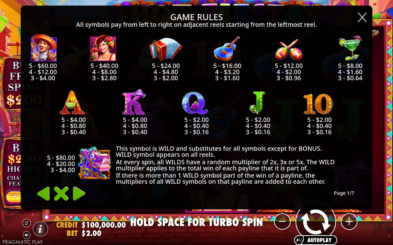 Hot Fiesta information screen