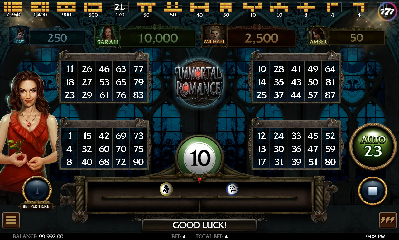 Immortal Romance Video Bingo base game