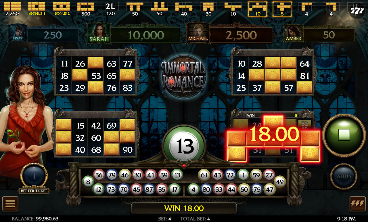 Immortal Romance Video Bingo gameplay
