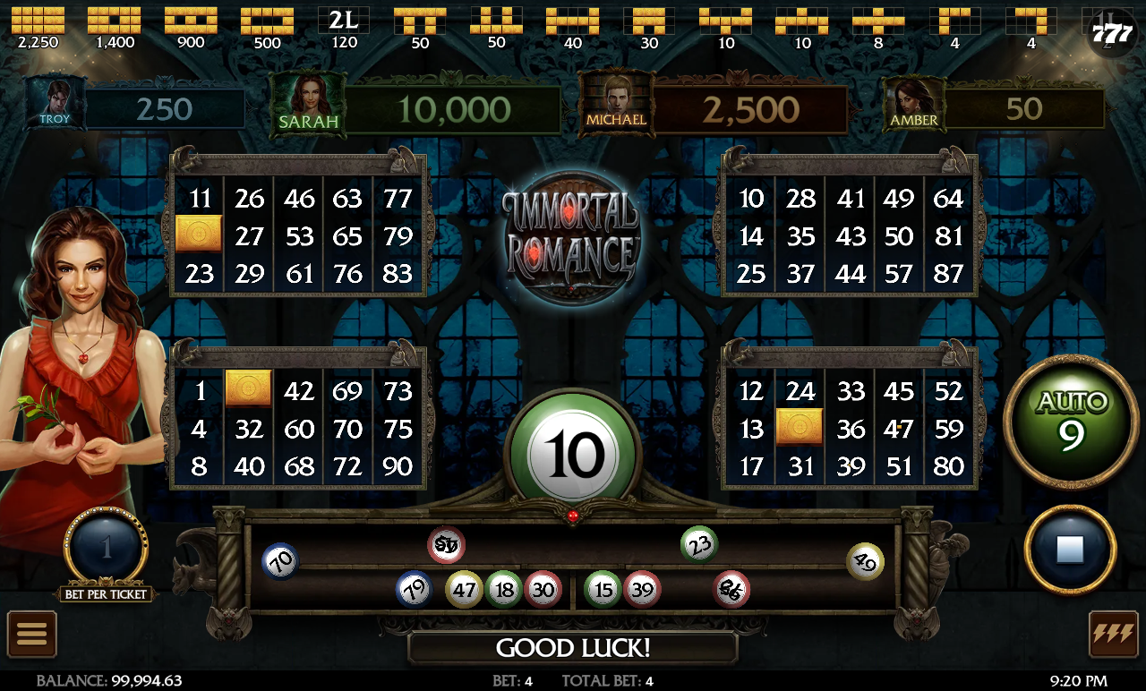 Immortal Romance Video Bingo gameplay