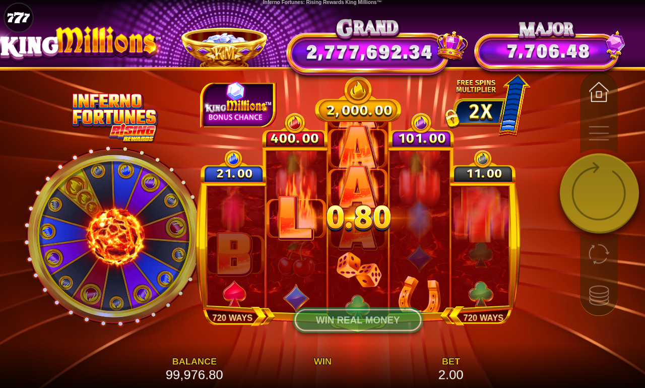 Inferno Fortunes Rising Rewards King Millions gameplay