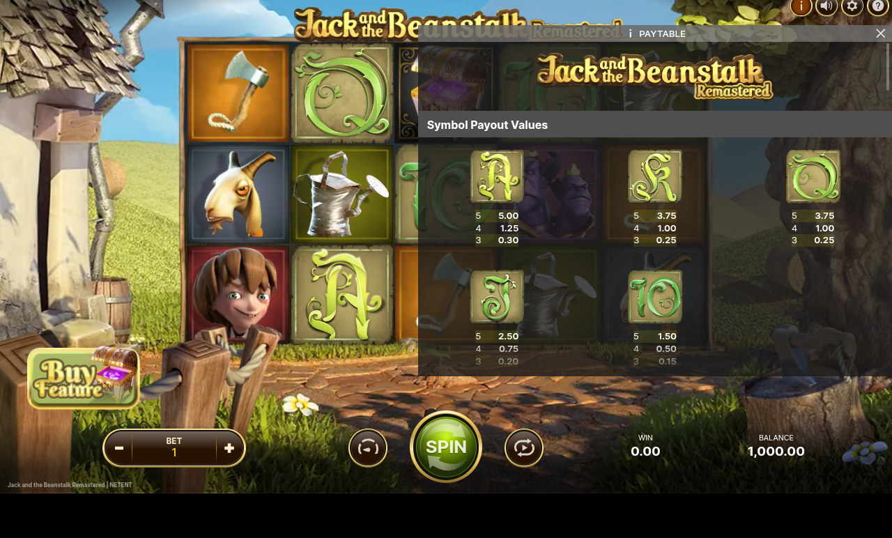 Jack and the Beanstalk Remastered information screen