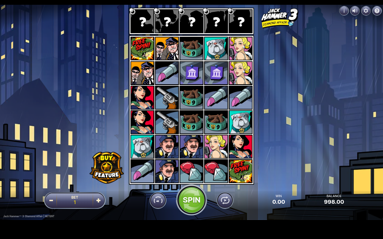 Jack Hammer 3: Diamond Affair gameplay with Free Spin symbols