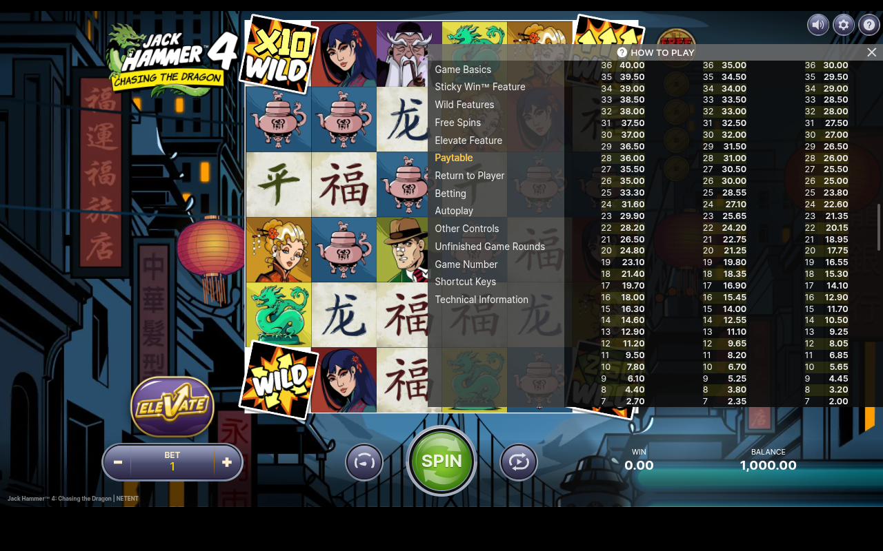 Jack Hammer 4: Chasing the Dragon information screen