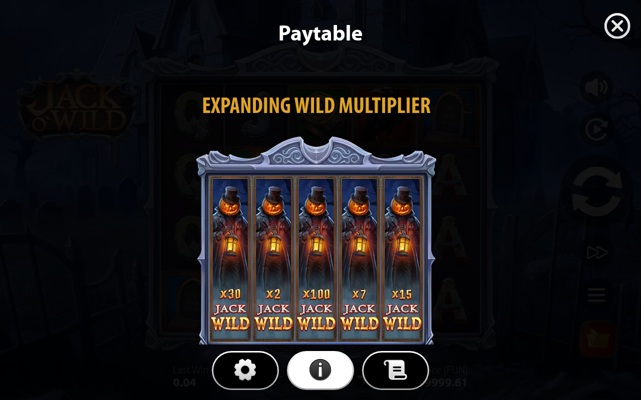 Jack O'Wild information screen