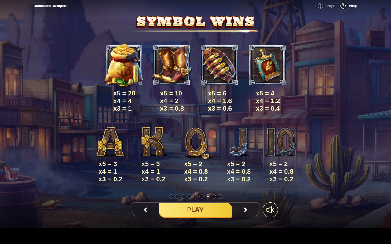 Jackrabbit Jackpots information screen