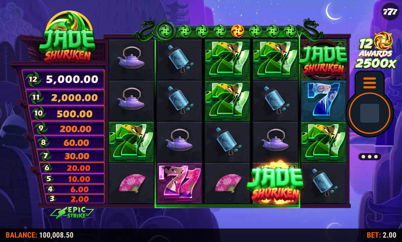 Jade Shuriken gameplay showing the Feature Trail prize display