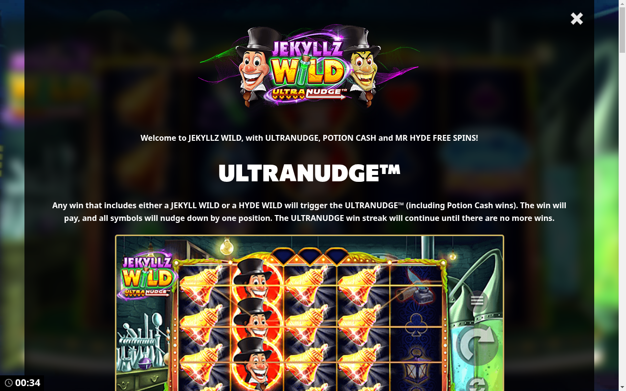 Jekyllz Wild UltraNudge information screen