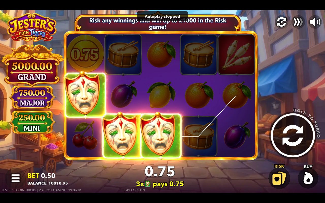 Jester's Coin Tricks gameplay with coin symbols