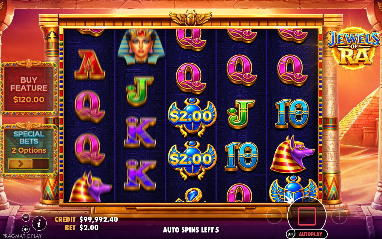 Jewels of Ra gameplay with MONEY symbols on the reels