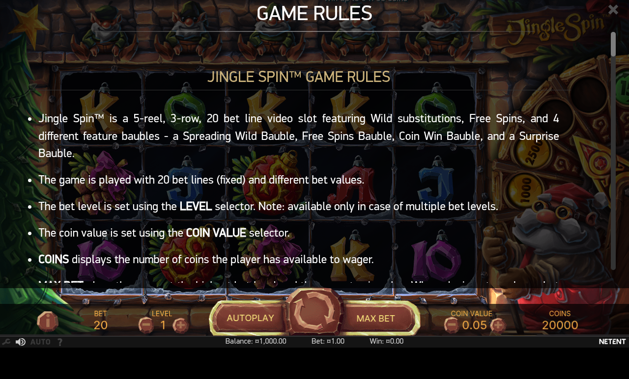 Jingle Spin information screen
