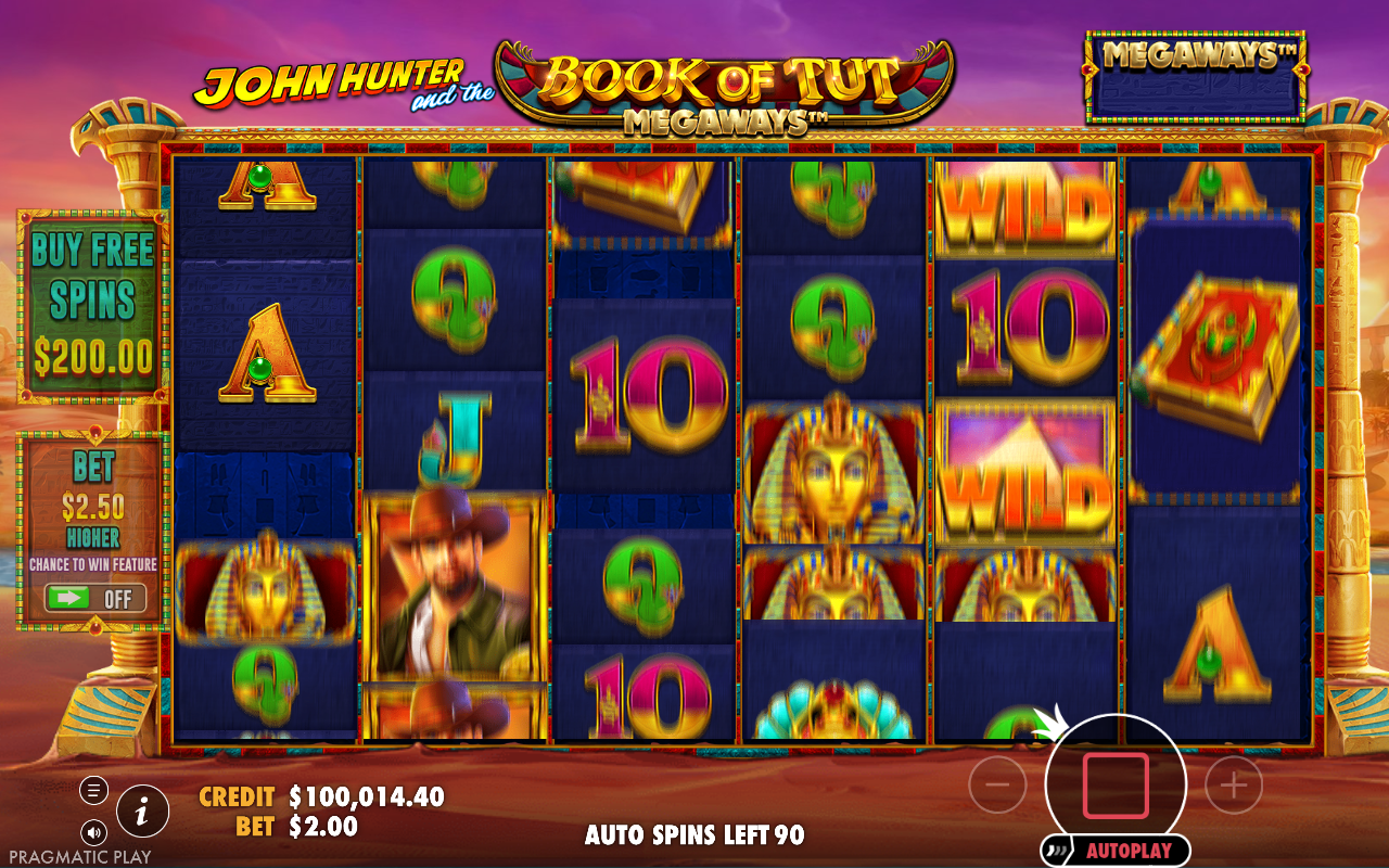John Hunter and the Book of Tut Megaways free spins gameplay