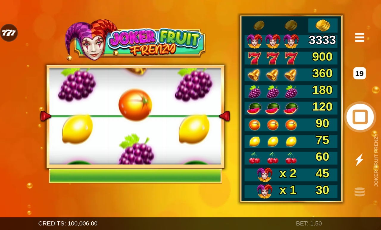 Joker Fruit Frenzy gameplay
