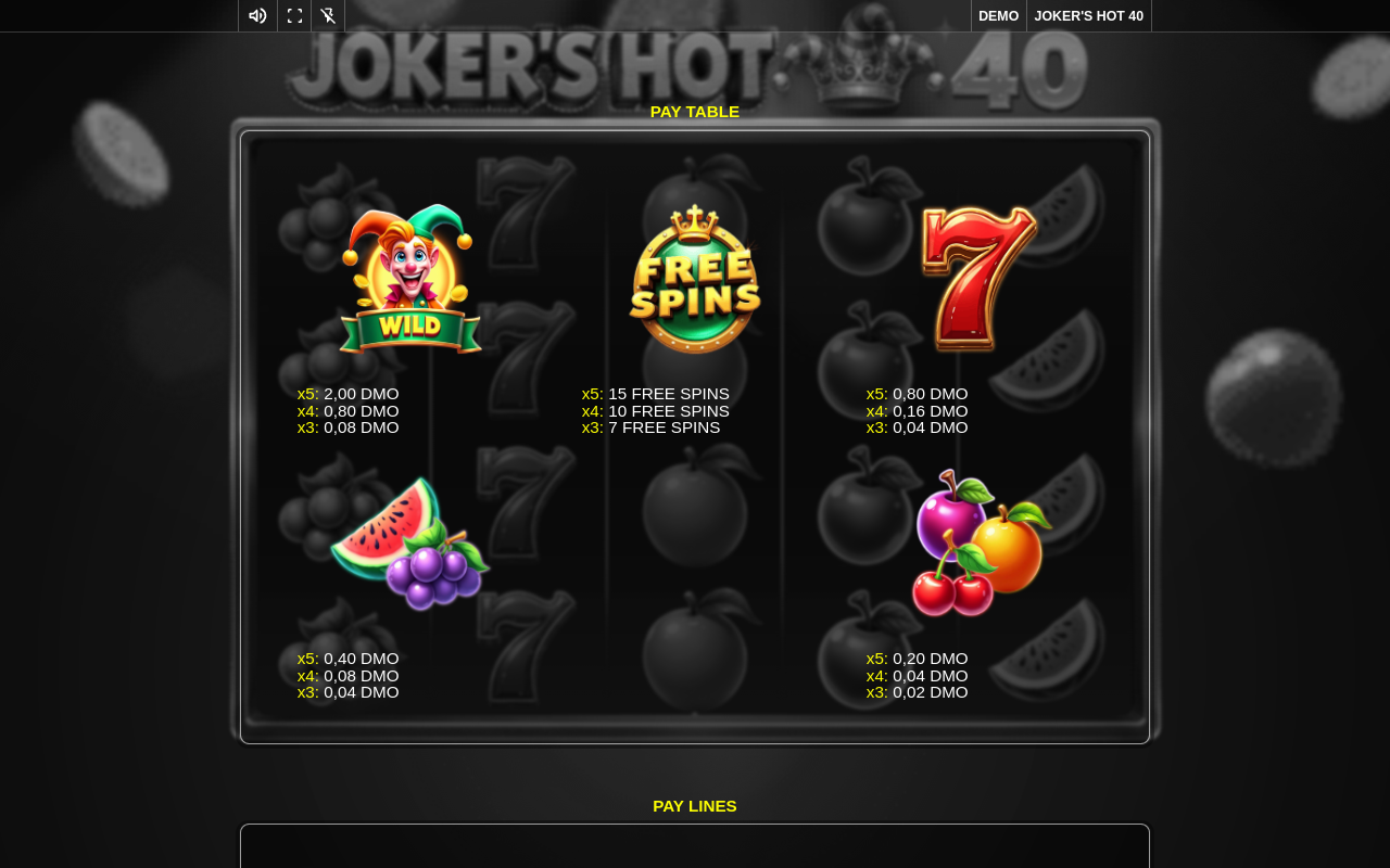 Joker's Hot 40 free spins rules