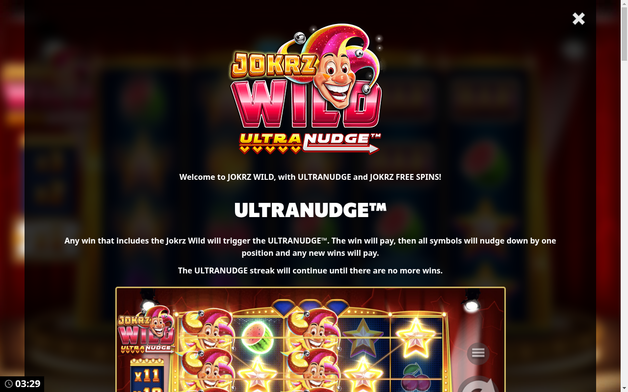 Jokrz Wild UltraNudge information screen