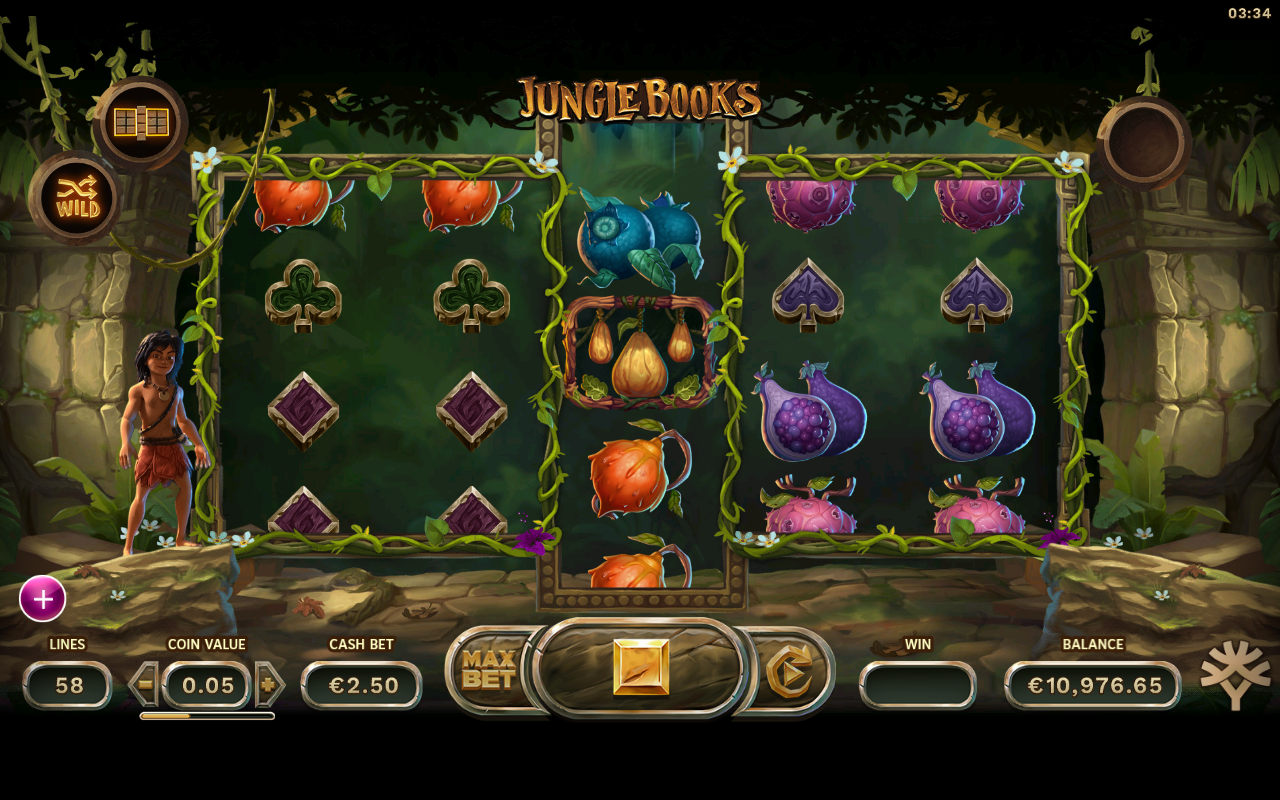 Jungle Books gameplay showing reels of differing heights
