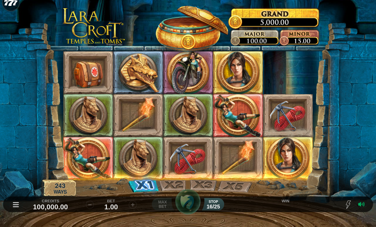 Lara Croft Temples and Tombs gameplay with multiplier trail