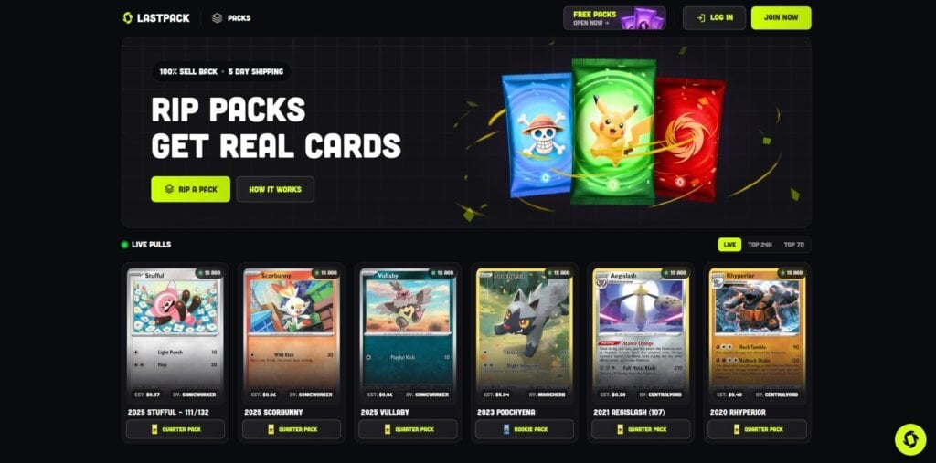 LastPack card rips site homepage