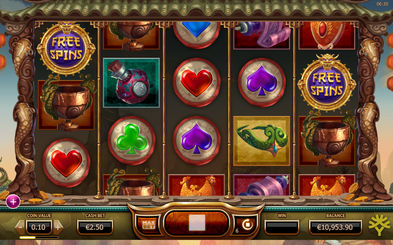 Legend of the Golden Monkey gameplay with Free Spin symbols