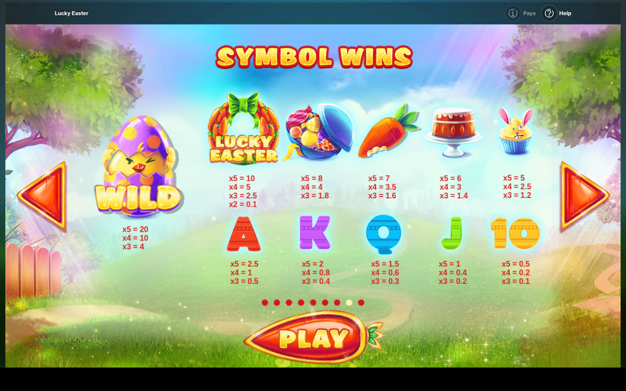 Lucky Easter information screen