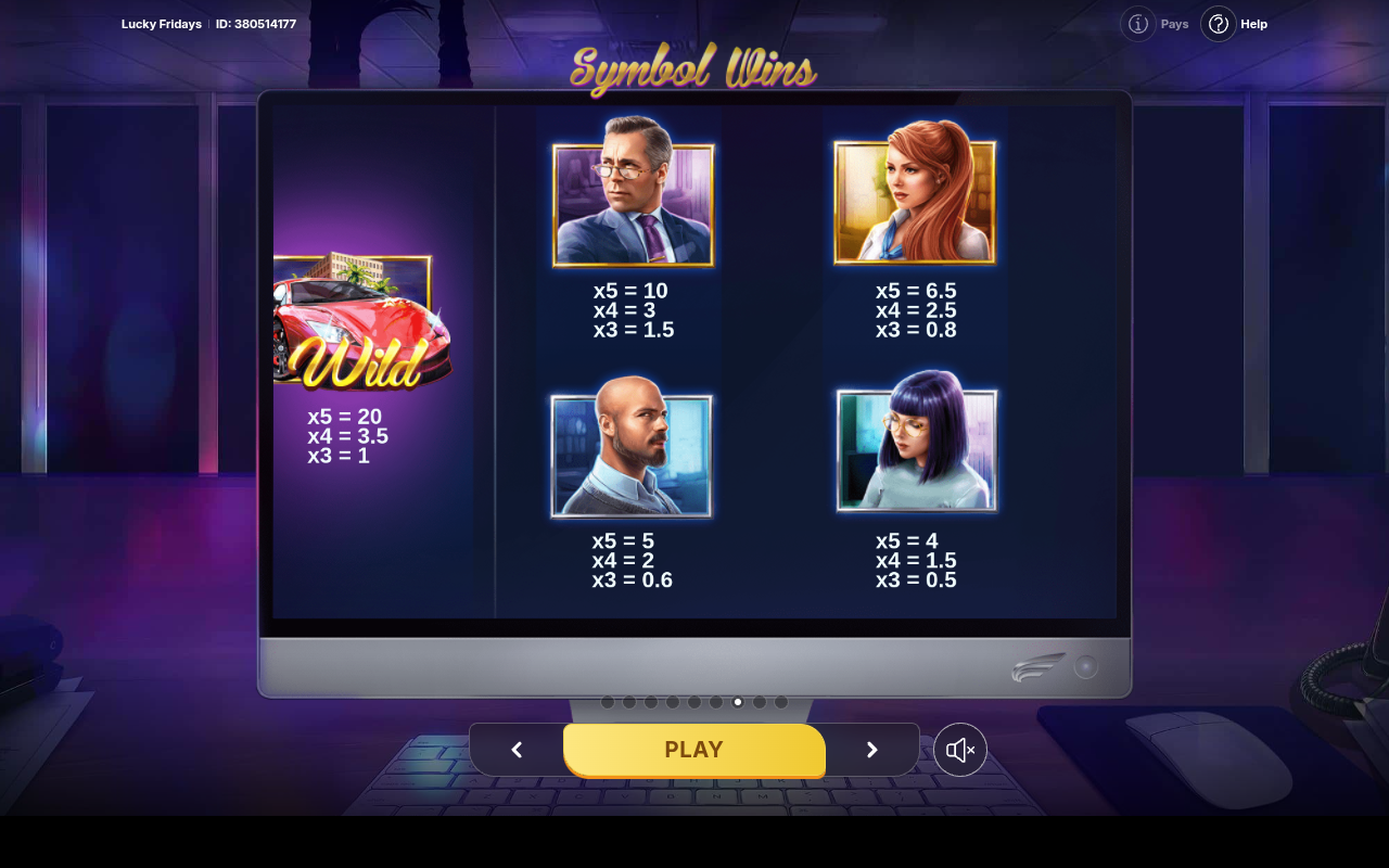 Lucky Fridays information screen